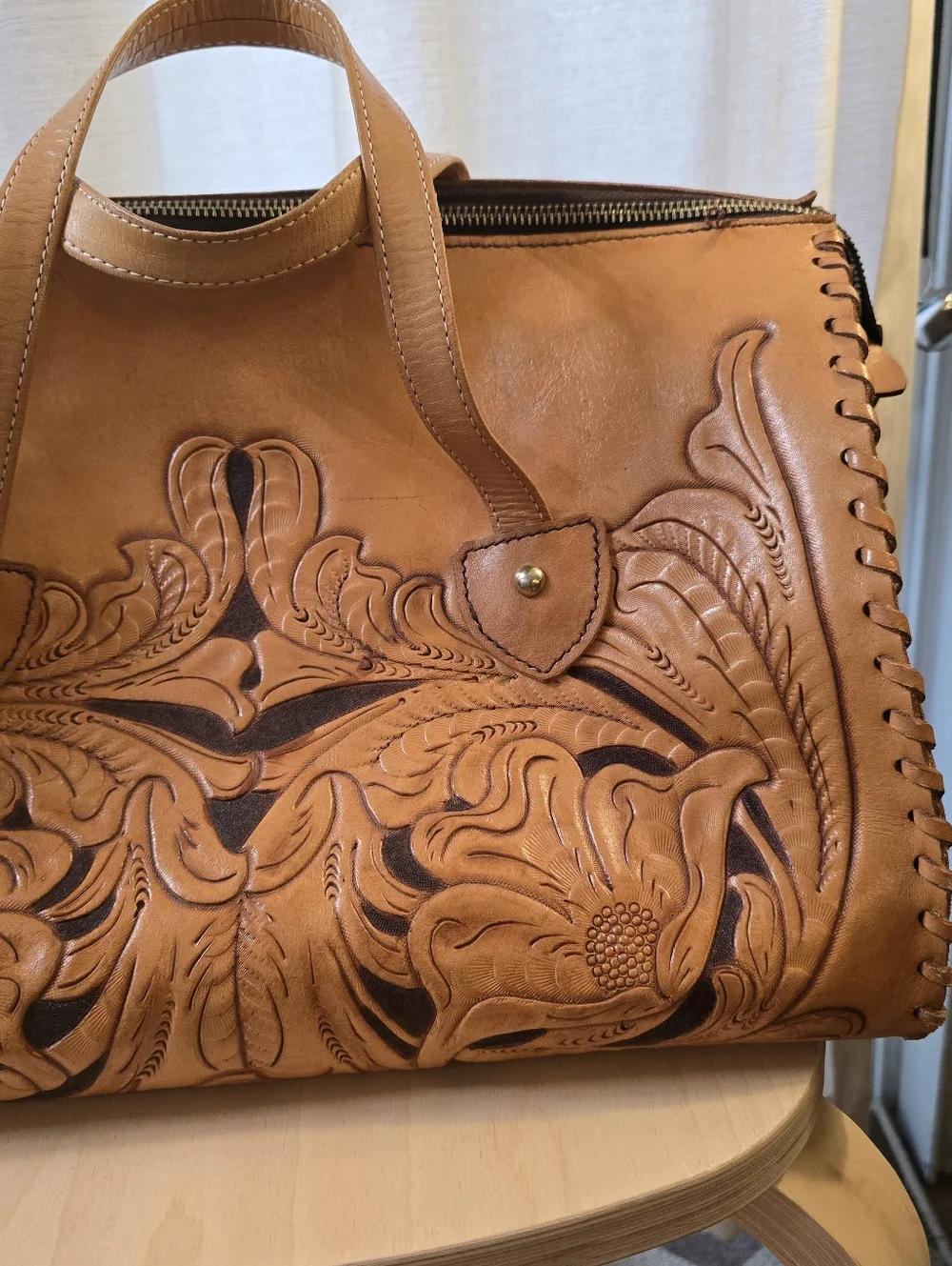 Vintage Handcrafted Leather Purse / From Mexico - Picture 2 of 6